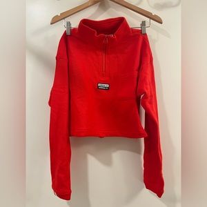 Adidas Red Cropped Sweatshirt Quarter Zip Small Never Worn
